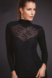 247 04 Long-sleeved Turtleneck -Wool Silk with lace front