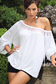 Blusa donna 334 in viscosa - Manica lunga e pizzo leggero