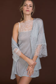 784 01 Petticoat - Mixed cashmere with Calais dantelle lace