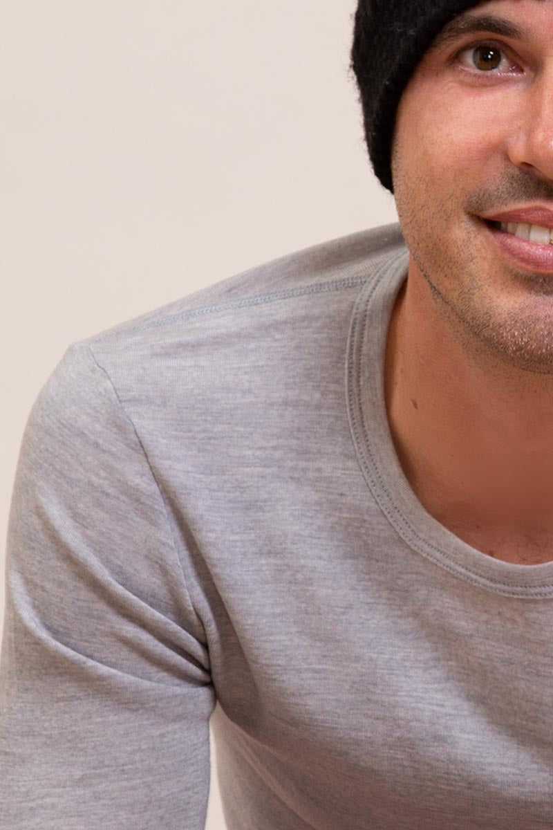 Maglietta da uomo Alghero in lana merino e seta - Irrestringibile, traspirante e isolante