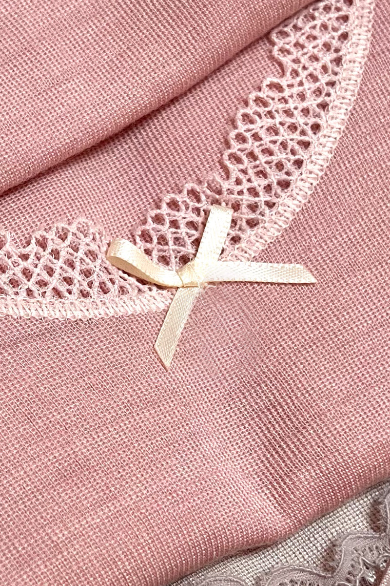 Canottina da bambina Anita in lana merino e seta - Spalla larga e pizzetto elastico