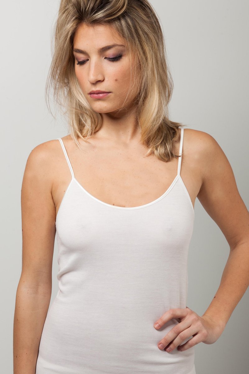 Canotta da donna Camilla in cotone e lana - Spalla stretta e trattamento di finissaggio