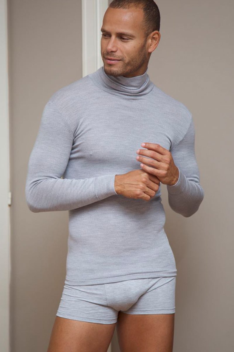 Maglia dolcevita da uomo Cervino in lana merino e seta - Lavabile in lavatrice a 30° e interamente realizzato in Italia