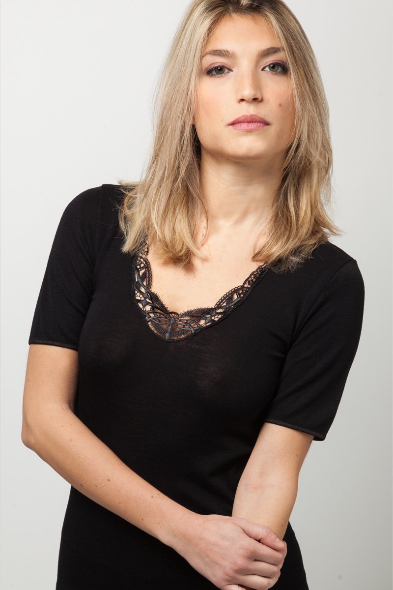 Cinzia Short Sleeve - Tubolar Wool Silk