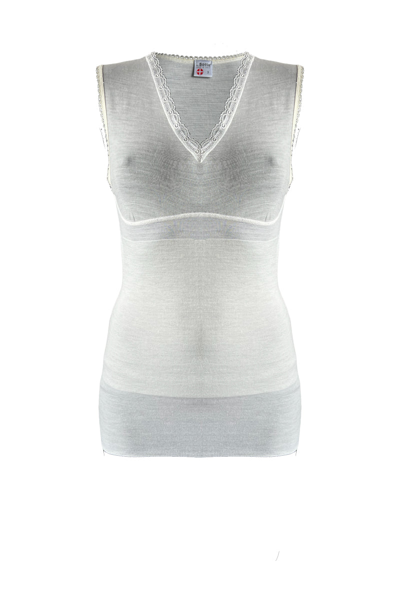 Canotta intima da donna D22 in elastan - Spalla larga e scollo a V con cintura incorporata