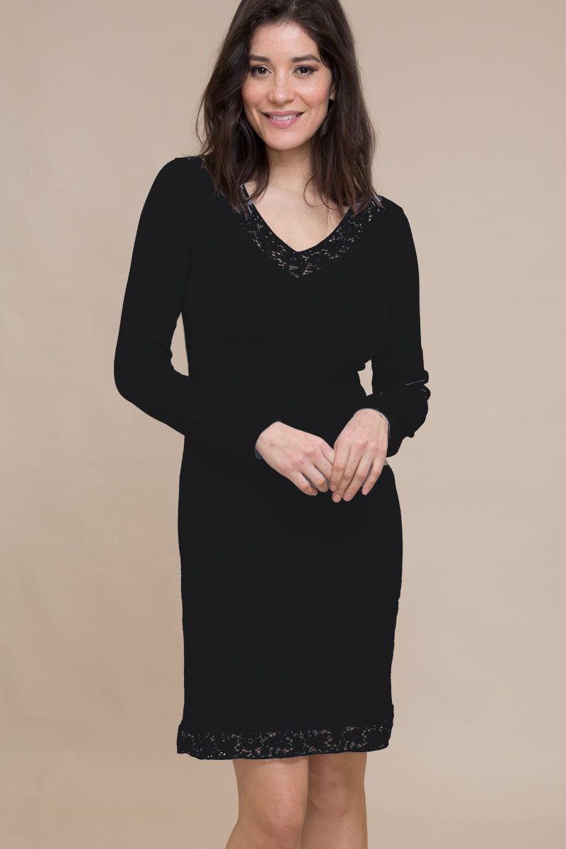Demetra - Nightgown in warm cotton with elastic flounce