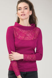 Elisa Long Sleeve - Tubolar Wool Silk with geometric laize