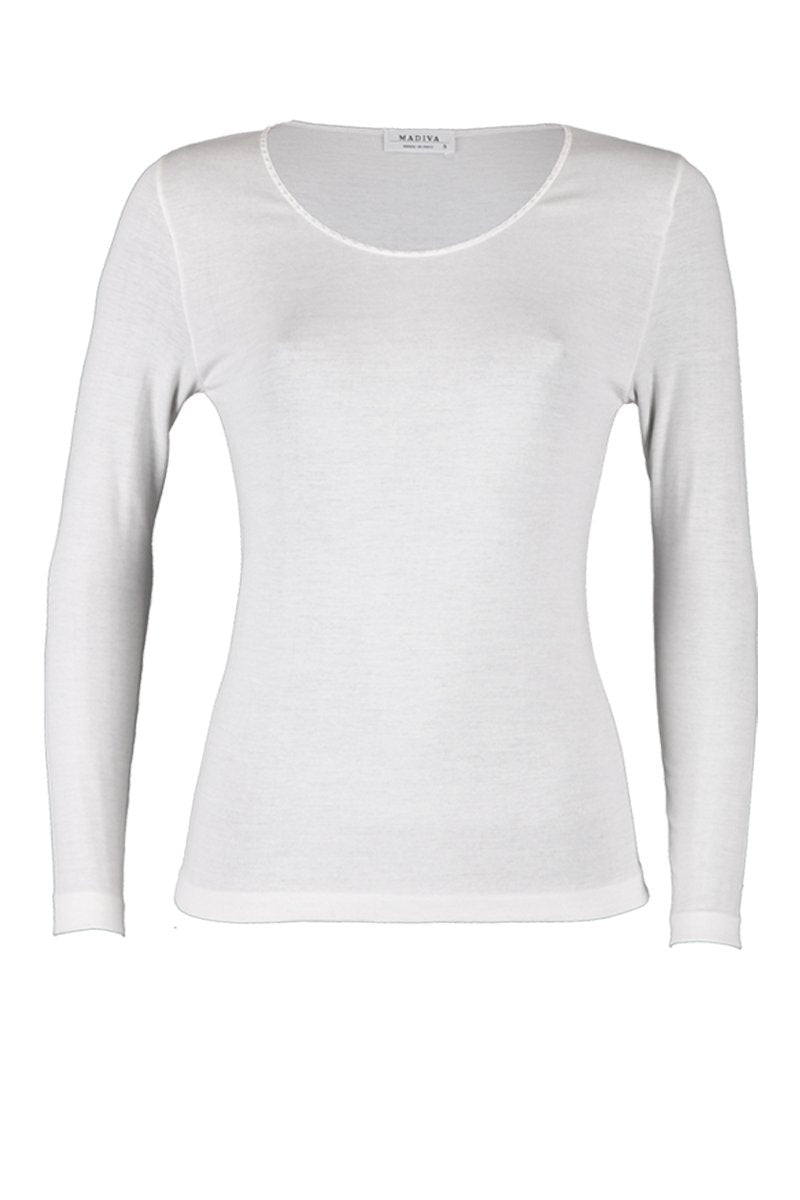 Maglia da donna Fiordaliso in lana seta e cotone - Manica lunga e realizzata interamente in Italia