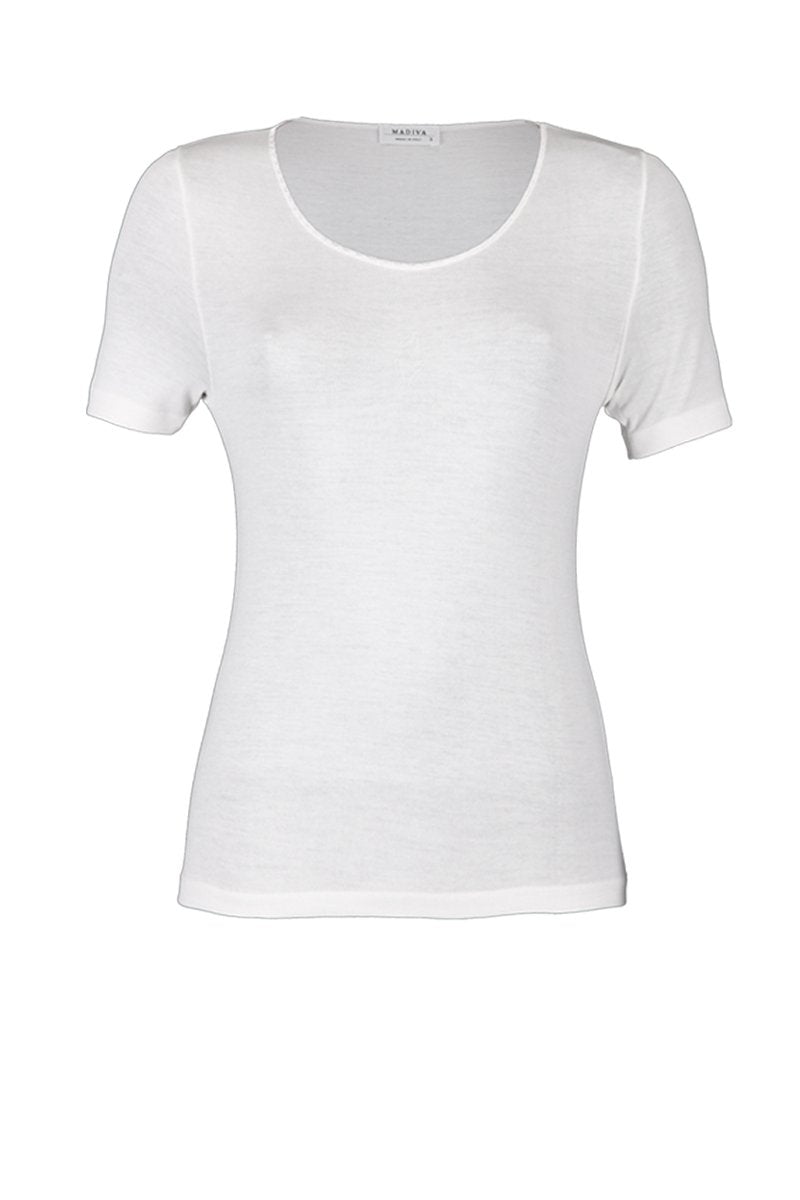 Maglietta a mezza manica donna Fiordaliso in Lana e Cotone - Realizzata in fibre naturali e lavabile in lavatrice