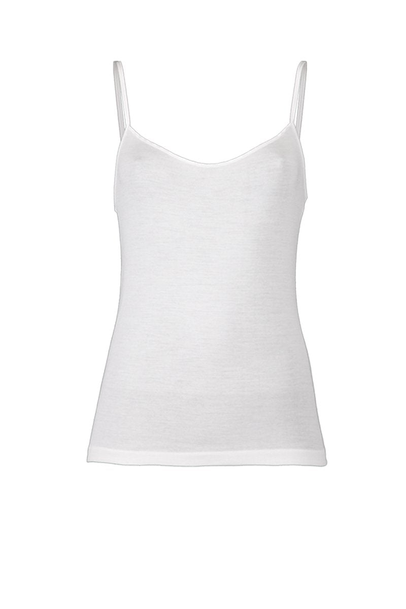 Canotta spalla stretta da donna Fiordaliso in lana seta cotone - Pregiata e interamente realizzata in Italia