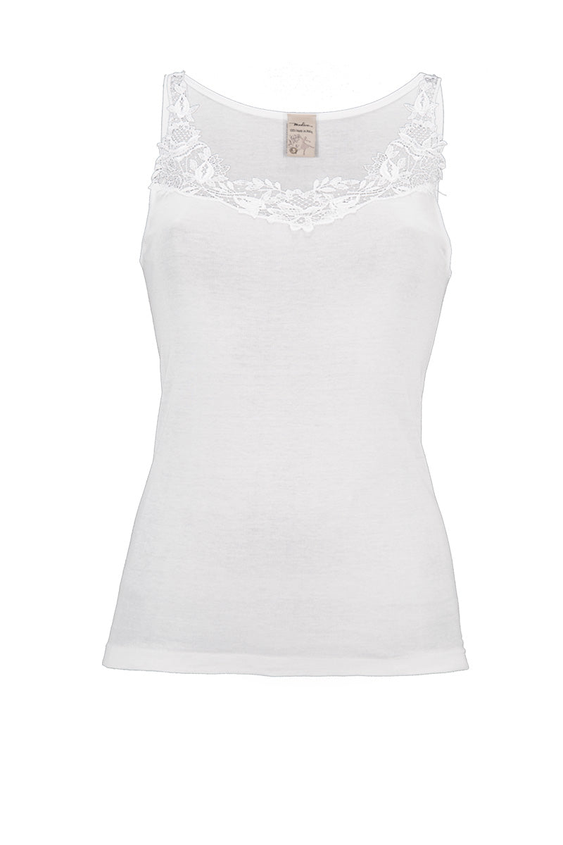 Formentera Sleeveless - 100% Filoscozia® Cotton with macramé