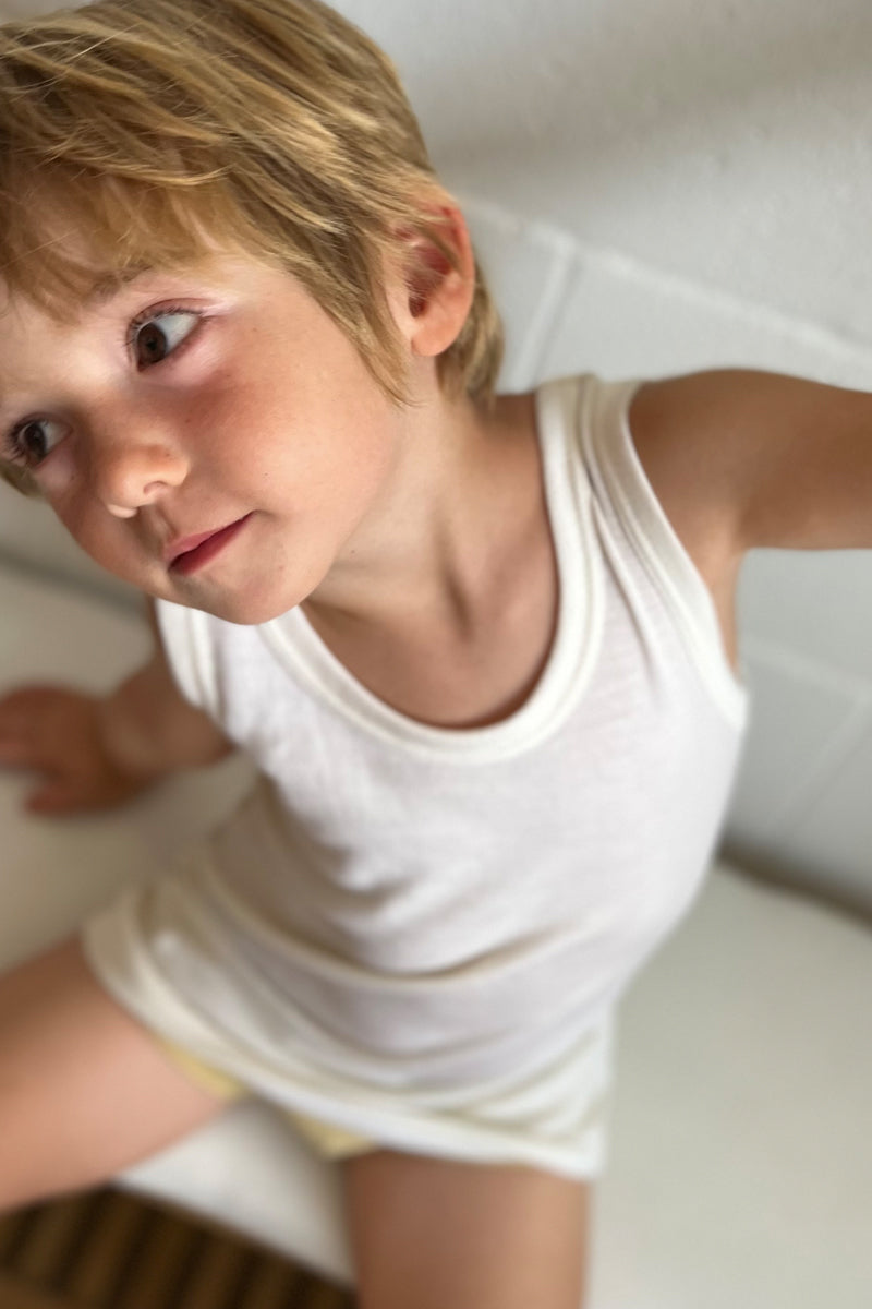 Canotta bambino Francesco in cotone e lana seta - Spalla larga e vestibilità comoda