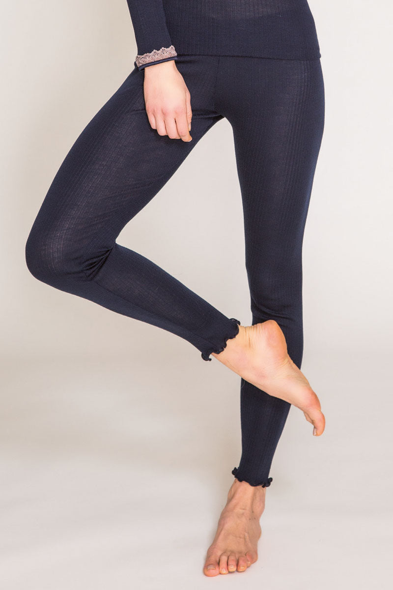 Ilary Leggings - Wool Silk Plissé