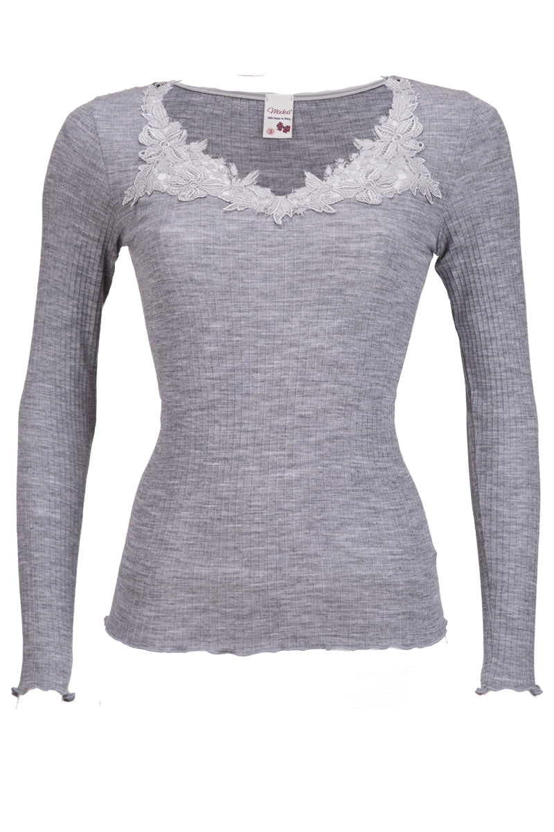 Letizia Long Sleeve- Tubolar Plissé wool-silk with insert