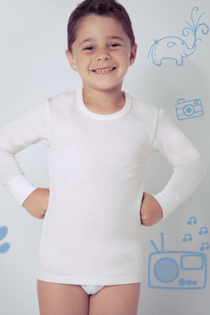 Maglia da bambino Licata in cotone e lana - Manica lunga con tessuto DOUBLE