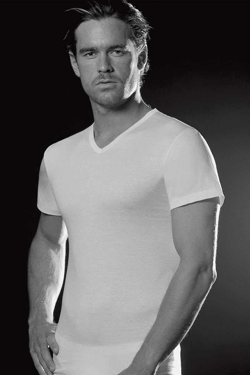 Maglietta da uomo Mario in cotone - Mezza manica e scollo a V