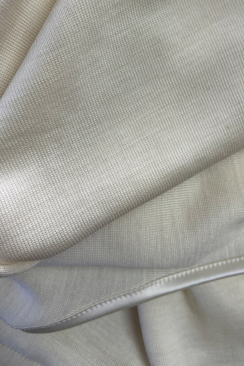 Body da donna Sara in lana seta - Spalla larga e bordo di raso