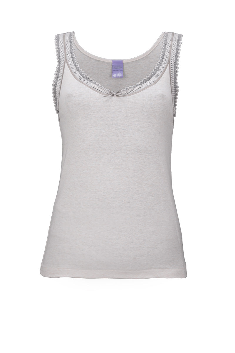 Canotta da donna Silvia in cotone garzato - Spalla larga e balzina elastica