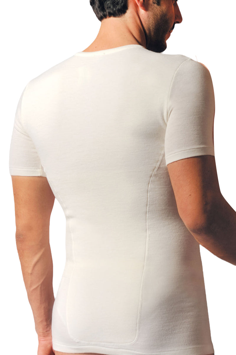 Maglietta mezza manica da uomo U33 in cotone - Schiena doppia rinforzata e cintura incorporata