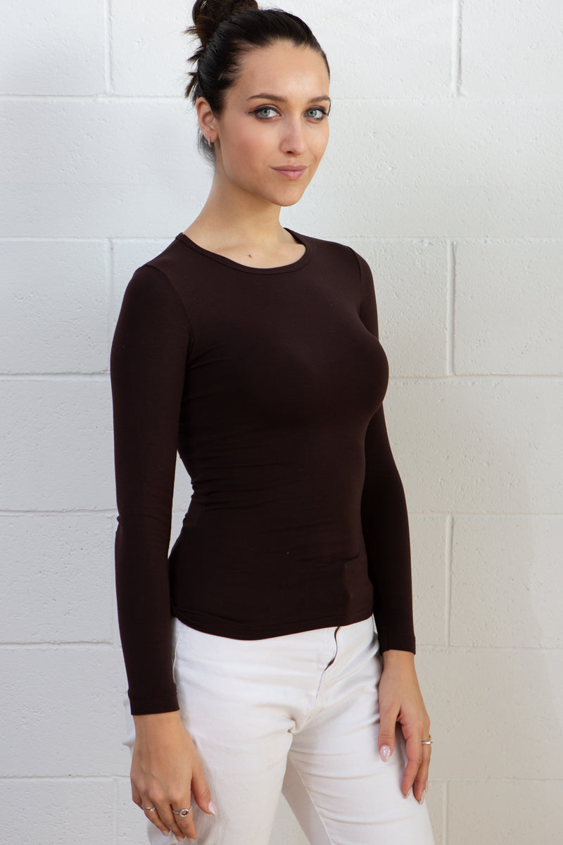 Maglia da donna Venere in Micromodal e Lycra - Manica lunga con collo a t-shirt